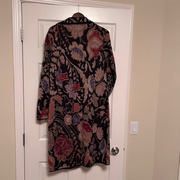 Peruvian Connection Jacquard Knit Coat Womens Long Duster Cardigan Sweater LARGE - Picture 5 of 8